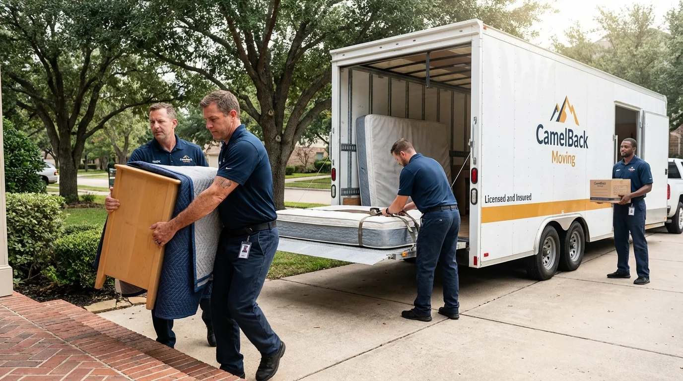 Crew loading residential truck for cross-state move from Providence, RI