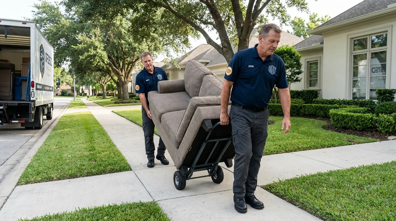 Local residential moving crew loading furniture in Providence, RI